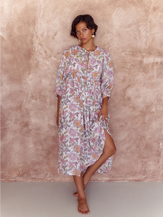 Daughters of India Dresses & Skirts - Daughters of India Kyra Midi Dress Fuchsia Bloom large